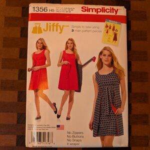 Simplicity 1356 - Uncut - Jiffy - Sizes 6-14 - 1970s Reversible Wrap Dress